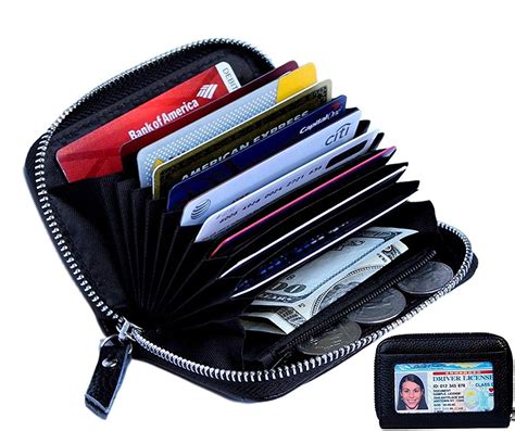 leather credit card rfid holder zipper|small rfid card holder.